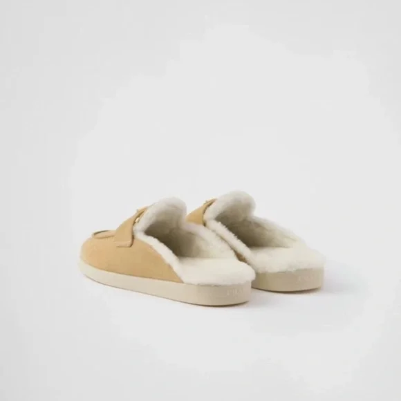 Prada Tan Fur-Lined Mules - Picture 4 of 4